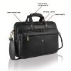Picture of WildHorn Leather 15 Inch Laptop Messenger Bag For Men, Padded Laptop Compartment, Carry Handles With Adjustable Strap, Dimension : L-15.5 Inch W-3.5 Inch H-11.5 Inch, Black