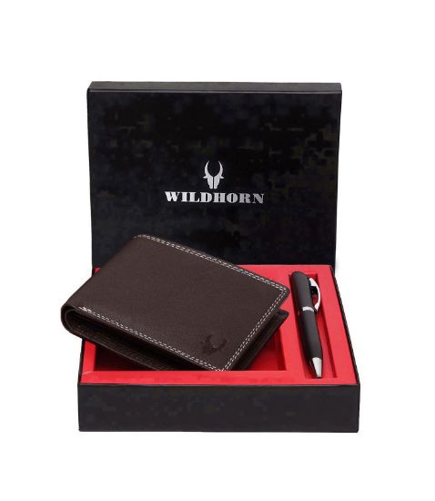 Picture of WildHorn Mens Leather Wallet Gift Set Combo I Gift Hamper for Men (Brown-1)