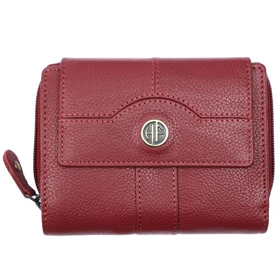 Picture of HAMMONDS FLYCATCHER Wallet for Women - Genuine Leather Ladies Wallet - Berry Red - 14 Card Slots - RFID Protection - 3 ID Card Slots - Women's Wallet - Button Closure - Daily Use, Women Money Purse