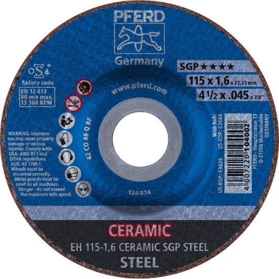 Picture of Pferd 4-1/2" X .045" Cut Whl 7/8" Ah Cer Sgp Steel T27 Part# - 63639