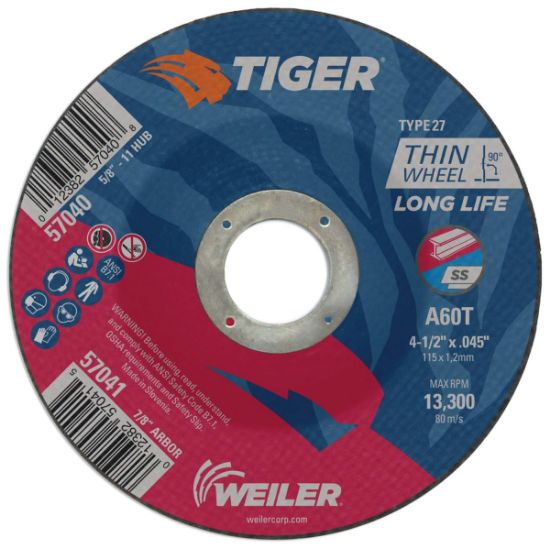 Picture of Weiler® 4-1/2 X 045 Tiger Ty27C-O Whl  A60T  7/8 Ah Part# - 57041