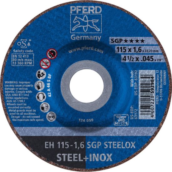 Picture of Pferd 4-1/2 X .045 X 7/8 T27 C/O Whl A46 S Sgp-Inox Part# - 63172