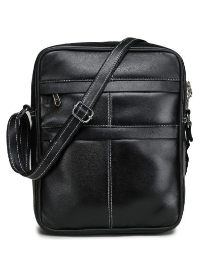 Picture of K London Real Leather Crossbody Messenger |Sling Bag Bag For Mobile Cell Phone Small Mobile |Sling bag for Men|Sling bag for women| Pouch Bag For Men & Women | Mini Shoulder Bags_(Black) (165_Black)