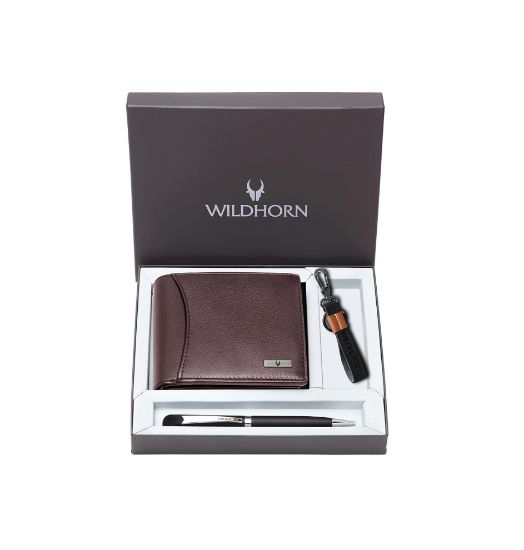 Picture of WildHorn Gift Hamper for Men I Leather Wallet, Keychain & Pen Combo Gift Set I Gift for Friend, Boyfriend,Husband,Father, Son etc
