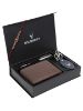 Picture of WildHorn Rakhi Gift Hamper for Brother - Classic Men's Combo/Gift Set of Leather Wallet, Keyring, Pen and Rakhi for Brother/Bhaiya. (Brown PDM)