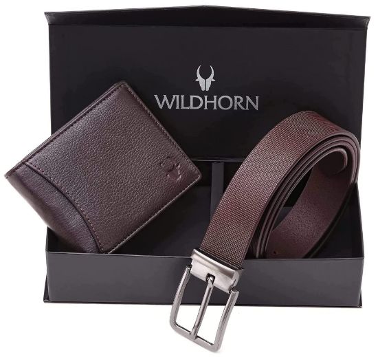 Picture of WildHorn Carob Brown Leather Men's Wallet & Belt Combo Set (WH1253B)