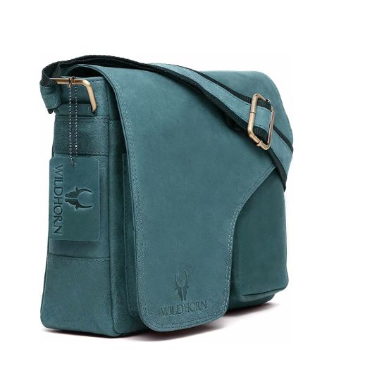 Picture of WildHorn Leather Messenger Bag for Men I Handcrafted I Adjustable Strap I DIMENSION:L- 11 inch H-9.5 inch W- 3 inch