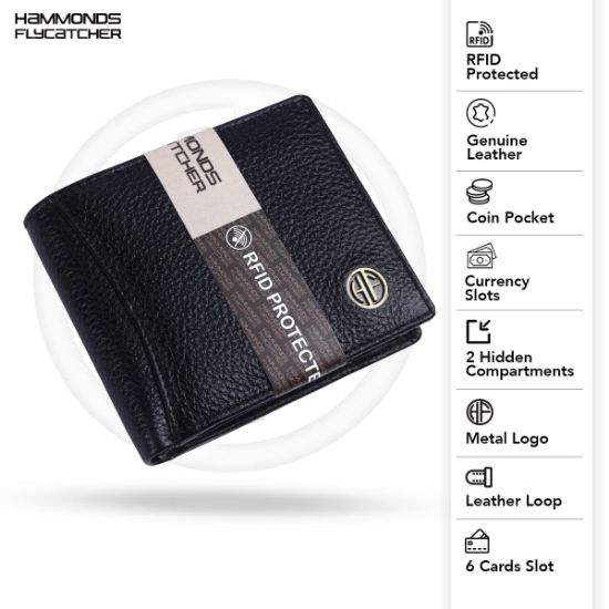 Picture of HAMMONDS FLYCATCHER Gift for Men Combo - Genuine Leather Wallet and Keychain Set with Ball Pen - Premium Birthday Gift for Husband, Boyfriend, and Father - Wallet with Multiple Card Slots - Black