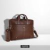 Picture of HAMMONDS FLYCATCHER Laptop Bag For Men Genuine Leather Travel & Office Bag Fits Upto 16 Inch Laptop/Macbook Brushwood Stylish Crossbody Handbags With Adjustable Shoulder Straps - 1 Year Warranty, Brown