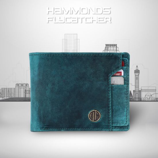 Picture of HAMMONDS FLYCATCHER Genuine Leather Wallets for Men, Light Turquoise - RFID Protected Leather Wallet for Men- Mens Wallet with 6 Card Slots- Bi-Fold Money Purse for Men- Gift for Him on Any Occasions