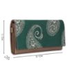 Picture of THE CLOWNFISH Jolene Printed Handicraft Fabric & Vegan Leather Ladies Wallet Purse Sling Bag with Multiple Card Slots (Fern Green)