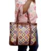 Picture of THE CLOWNFISH Miranda Series 15.6 inch Laptop Bag For Women Printed Handicraft Fabric & Faux Leather Office Bag Briefcase Hand Messenger bag Tote Shoulder Bag (Multicolour Design)