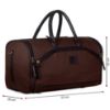 Picture of The Clownfish Rio 34 litres Canvas with Faux Leather Unisex Travel Duffle Bag Weekender Bag (Dark Brown)