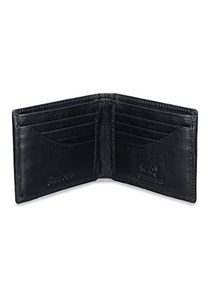 Picture of Mai Soli RFID Protected Ranch Bi-fold Leather Men's Wallet with 8 Slot Credit Card Holder & Classy Gift Box - Soft Black