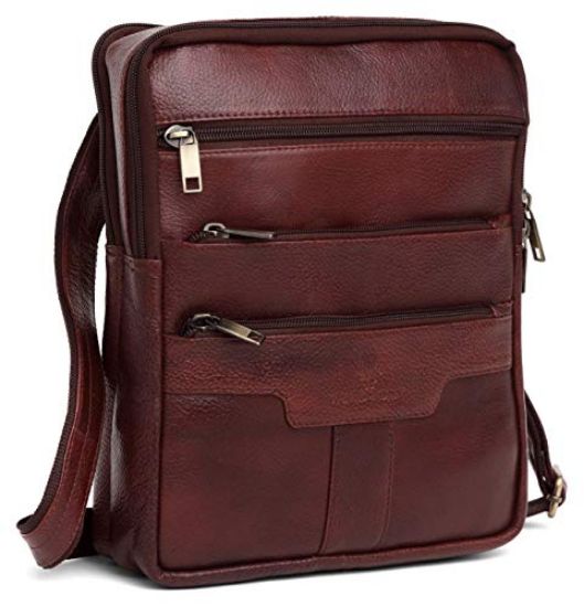 Picture of WildHorn 100% Genuine Leather New Laptop Messenger Bag Dimension : L-10 inch W-3.5 inch H-11.5 inch (Maroon)