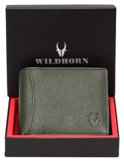 Picture of WildHorn Green Leather Wallet for Men I 9 Card Slots I 2 Currency & Secret Compartments I 1 Zipper & 3 ID Card Slots