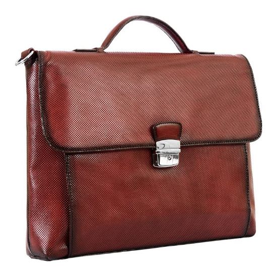 Picture of eske Egon 13" Genuine Leather Laptop/Macbook Briefcase for Men, Women | Office Bag | Laptop Briefcase with Shoulder Strap | Spacious Compartment | Water Resistant