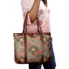 Picture of THE CLOWNFISH Miranda Series 15.6 inch Laptop Bag For Women Printed Handicraft Fabric & Faux Leather Office Bag Briefcase Hand Messenger bag Tote Shoulder Bag (Dark Pink)