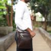 Picture of THE CLOWNFISH Bessie Series Faux Leather Messenger One Side Shoulder Bag and Sling Cross Body Travel Office Business Bag for Men and Women (Dark Brown)