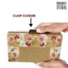 Picture of THE CLOWNFISH Senorita Collection Womens Party Clutch Ladies Wallet Evening Bag with Fashionable Beads Work and Floral Embroidered Design (Yellow Ochre)
