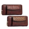 Picture of The Clownfish Combo of 2 Diamond Ladies Wallet with Front Mobile Pocket (Dark Brown)