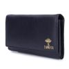 Picture of The Clownfish Elsa Collection Genuine Leather Tri-Fold Womens Wallet Clutch Ladies Purse with Multiple Card Slots & ID Card Windows (Navy Blue)