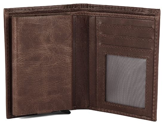 Picture of WildHorn Top Grain Portrait Leather Wallet for Men | C-Clip Detachable Card Case I Credit & Debit Card Holder I Extra Capacity | Ultra Strong Stitching (Brown Crunch)