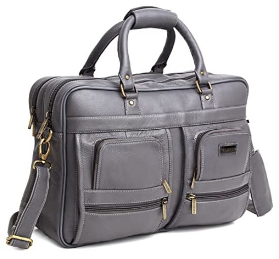Picture of WILDHORN Leather laptop Messenger Bag for Men (Grey)