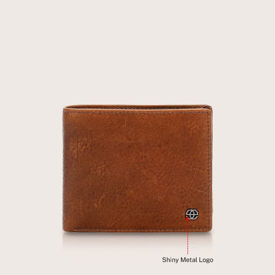 Picture of eske Nix - Genuine Leather Mens Bifold Wallet - Holds Cards, Coins and Bills - 6 Card Slots - Everyday Use - Travel Friendly - Handcrafted-Cognac Texas