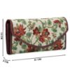 Picture of The Clownfish Mia Collection Tapestry Fabric & Faux Leather Snap Flap Closure Womens Wallet Clutch Ladies Purse with Multiple Card Holders (Off White-Floral)
