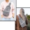 Picture of THE CLOWNFISH Cordette Unisex Polyester Casual Single Shoulder Sling Bag Crossbody Chest Bag with Earphone Hole (Light Grey)