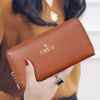 Picture of The Clownfish Monalisa Collection Genuine Leather Womens Wallet Clutch Ladies Purse with Multiple Card Slots & Metal Zip Around Closure (Tan)