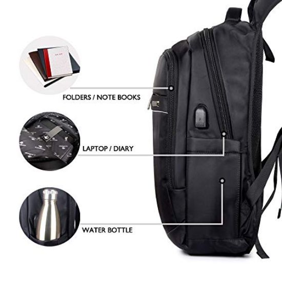 Picture of The Clownfish Impacter Polyester 40 LTR Raven Black Laptop Backpack for 15.6 inch Laptops