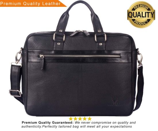 Picture of WildHorn Classic Black 16 inch Laptop Messenger Bag for Men