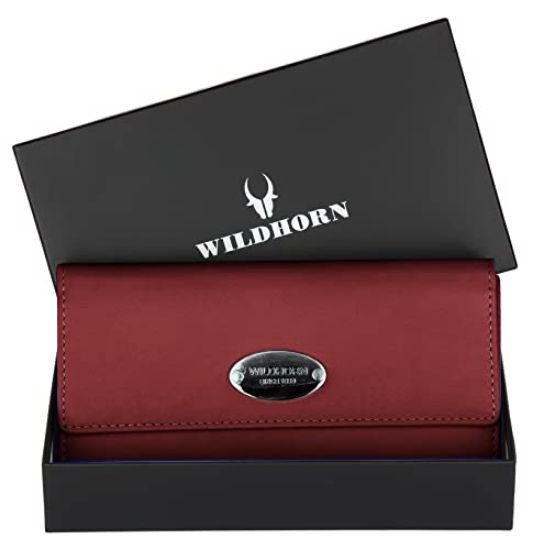 Picture of WILDHORN Leather Women's Wallet (WHLW1000) (Maroon NPA)