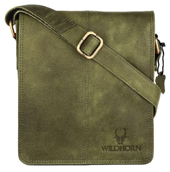 Picture of WILDHORN Leather Sling Messenger Bag for Men I Multipurpose Crossbody Bag I Travel Bag with Adjustable Strap I Utility Bag I Dimension : L-8 inch W-2.75 inch H-9.5 inch
