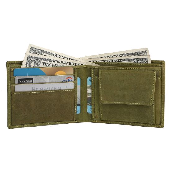 Picture of HAMMONDS FLYCATCHER Genuine Vintage Leather Wallets for Men, Moss Green | RFID Protected Leather Wallet for Men | Mens Wallet with 6 Card Slots | Gift for Valentine Day, Father's Day, Birthday