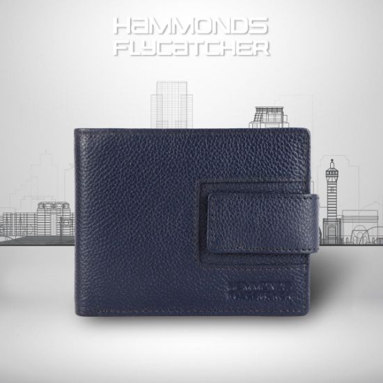 Picture of HAMMONDS FLYCATCHER Genuine Leather Wallet for Men, Prussian Blue - RFID Protected Bi-Fold Money Wallets -Mens Wallet with 6 Card Slots -Loop to Lock Snap Button Men Purse - Gift for Him Any Occasion