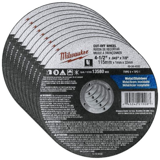 Picture of Milwaukee® Tool Cutting Wheel 4 1/2 X .045 X7/8  Type 1 Part# - 49-94-4500