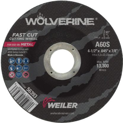 Picture of Weiler® 4-1/2 X 045 Wolv Ty27 Thn Cut Whl  Wa60S  7/8 Ah Part# - 56393