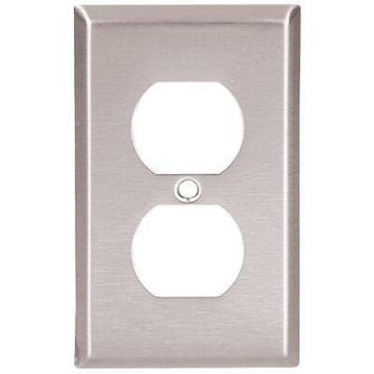 Picture of Eaton Crouse-Hinds Wallplate 1G Duplex Receptacle Mid Ss Part# - 93901-Box