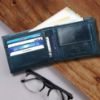 Picture of WildHorn Blue Leather Wallet for Men I Ultra Strong Stitching I 6 Card Slots I 2 Currency & 2 Secret Compartments I 1 Coin Pocket