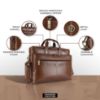Picture of HAMMONDS FLYCATCHER Laptop Bag for Men - Genuine Leather Office Shoulder Bag - Fits 14/15.6/16 Inch Laptops -Brushwood Messenger Bag -Stylish Laptop Hand Bag for Office -Water Resistant -Executive Bag