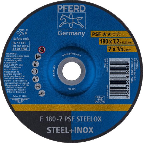 Picture of Pferd 7 X 1/4 X 7/8 T27 Gw A24L Psf-Inox Part# - 61004