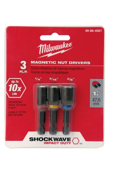 Picture of Milwaukee® Tool 3Pc Shockwave 1-7/8" Magdrv Set 1/4"-5/16"-3/8" Part# - 49-66-4561