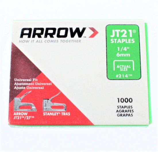 Picture of Arrow Fastener 1/4" Staples 1000/Pk Part# - 214