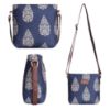 Picture of THE CLOWNFISH Aahna Printed Handicraft Fabric Crossbody Sling bag for Women Casual Party Bag Purse with Adjustable Shoulder Strap for Ladies College Girls (Navy Blue-Design)