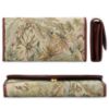 Picture of THE CLOWNFISH Mia Collection Tapestry Fabric & Faux Leather Snap Flap Closure Womens Wallet Clutch Ladies Purse with Multiple Card Holders (Beige)