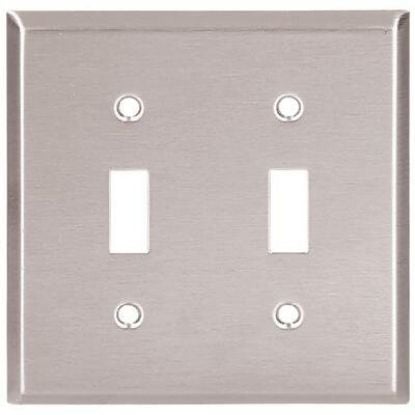 Picture of Eaton Crouse-Hinds Wallplate 2G Toggle Receptacle Mid Ss Part# - 93972-Box