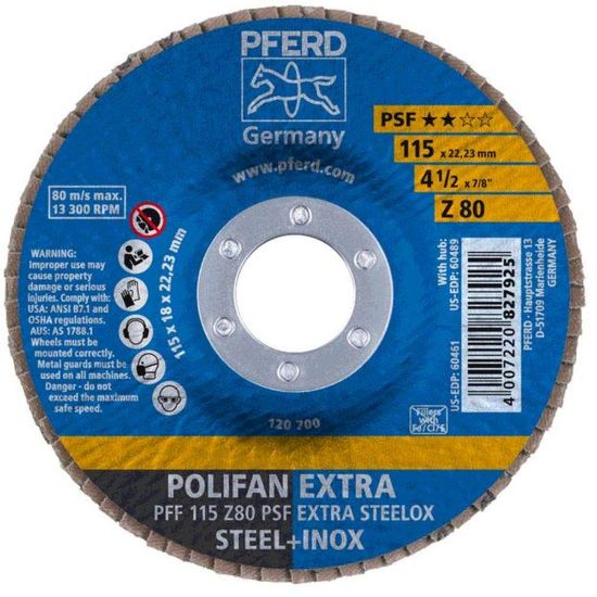 Picture of Pferd 4-1/2 X 7/8 Polifan Psf-Extra Zirc Flat 80G Part# - 60461